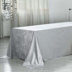 Premium Velvet 90"x156" Rectangle Tablecloth Silver - Reusable Soft & Seamless Table Cover