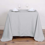 Polyester 90"x90" Table Overlay Square Tablecloth Silver - Wrinkle-Resistant & Durable Table Cover