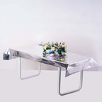Metallic Foil Tablecloth Rectangle Silver - Decorative Disposable Table Cover 40"x90"