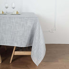 Linen 72"x72" Table Overlay Square Tablecloth Silver - Slubby Textured Wrinkle-Resistant Design for Stylish Occasions