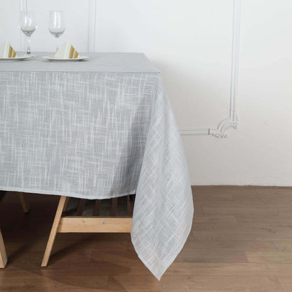 Linen 72"x72" Table Overlay Square Tablecloth Silver - Slubby Textured Wrinkle-Resistant Design for Stylish Occasions