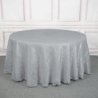Taffeta 120" Round Tablecloth Silver - Seamless Accordion Crinkle Table Cover