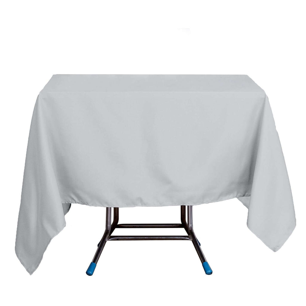 Polyester Square 70"x70" Tablecloth Silver - Wrinkle-Resistant & Durable Table Cover