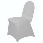 Spandex Chair Cover for Banquet Chairs Silver - Stretch 160GSM Fabric with Slip-On Slipcover