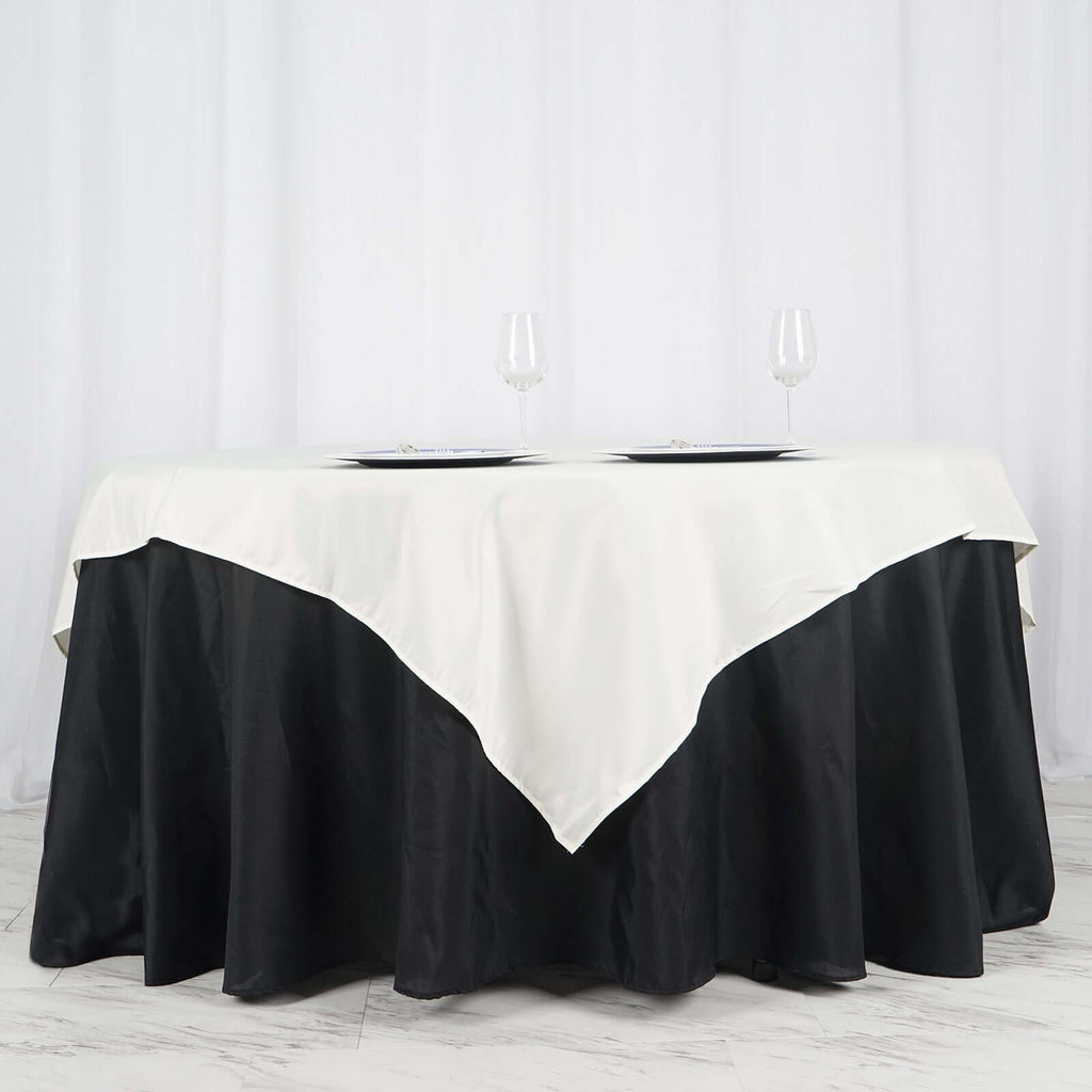 Polyester 70"x70" Table Overlay Square Tablecloth Ivory - Wrinkle-Resistant & Durable Table Cover
