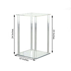 Acrylic Flower Vase Pillar Stand with Square Mirror Base Clear - Versatile Wedding Table Centerpiece 24"