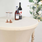 Spandex 30" Round Cocktail Table Cover Beige - Easy to Maintain Stretch Fitted Highboy Tablecloth