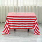 Satin 60"x102" Rectangle Tablecloth Red/White - Stripe Design with Stylish Smooth Finish Table Cover
