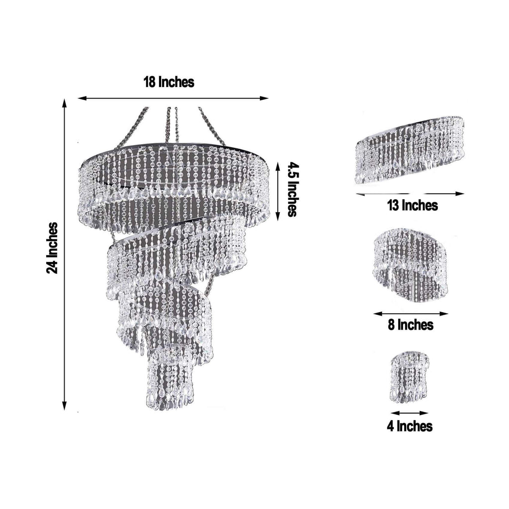 24" 4-Tier Acrylic Diamond Crystal Chandelier Hanging Pendant Lighting Chandelier