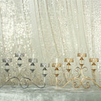 5-Arm Metal Table Candelabra Antique Gold Crown Top Design - Stylish Horizontal Table Centerpiece with Glass Votive Holders 18"