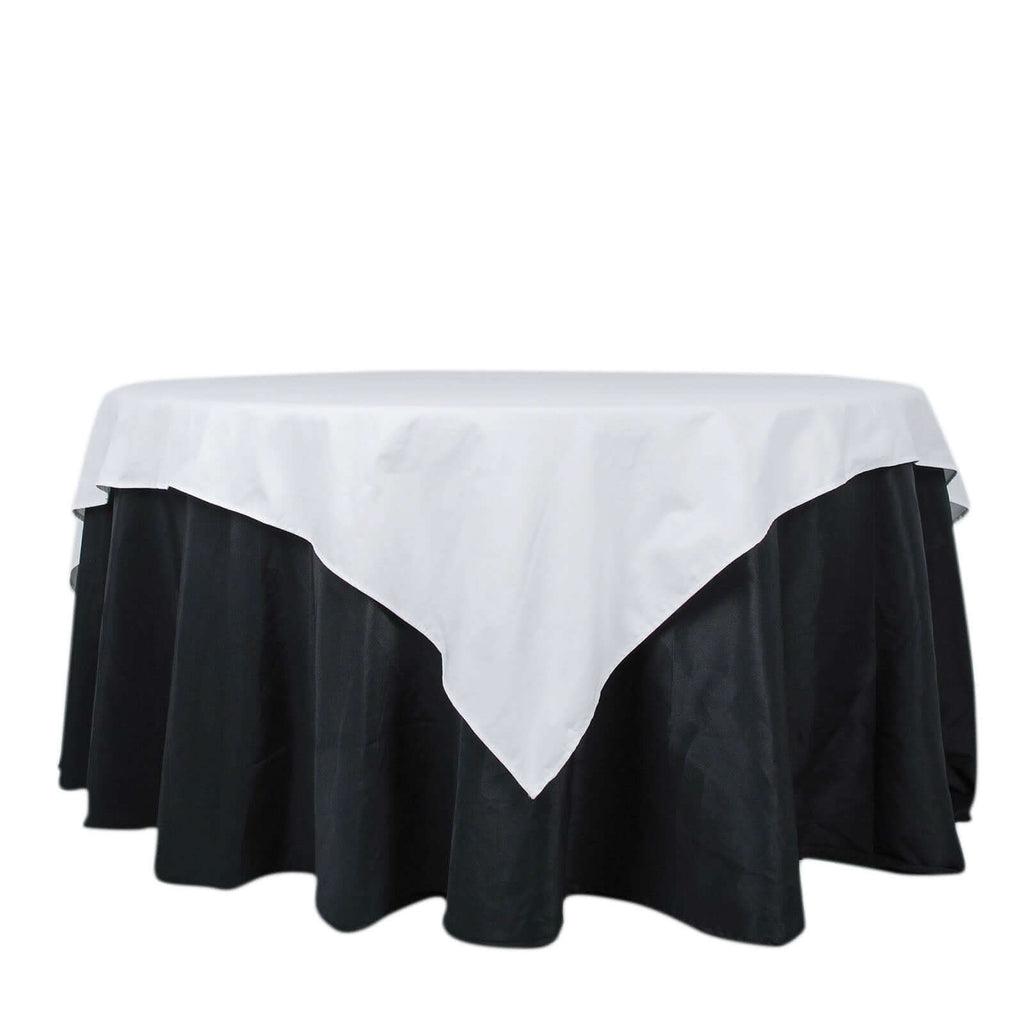100% Cotton 70"x70" Table Overlay Square Tablecloth White Linen - Sophisticated, Soft & Breathable Fabric Table Cover