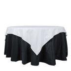100% Cotton 70"x70" Table Overlay Square Tablecloth White Linen - Sophisticated, Soft & Breathable Fabric Table Cover