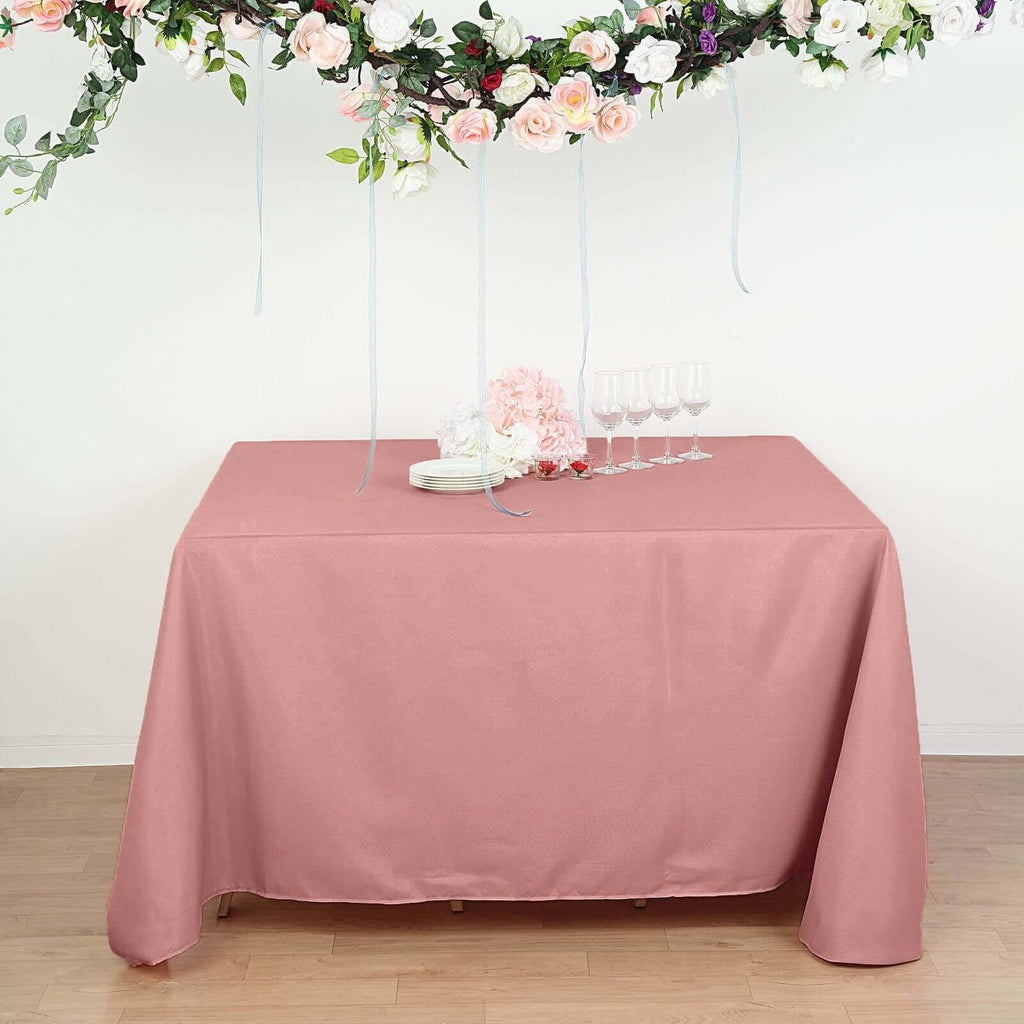 Polyester Square 90"x90" Tablecloth Dusty Rose - Wrinkle-Resistant & Durable Table Cover