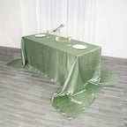 Satin Rectangular 90"x156" Tablecloth Sage Green - Seamless Table Cover