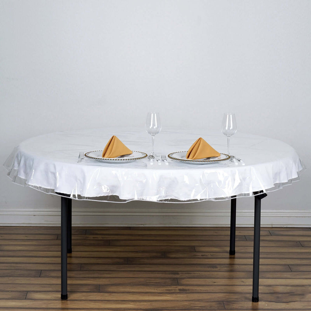 Vinyl Tablecloth Clear Eco-Friendly Round - Reliable PVC Tablecloth 70" 10 Mil Thick