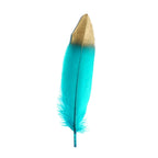 30 Pack Metallic Gold Dipped Turquoise Real Goose Feathers, Craft Feathers For Party Decoration