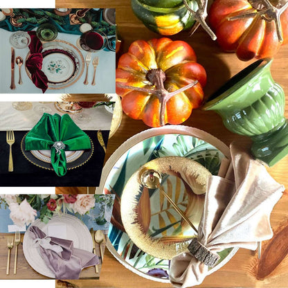 5 Pack Premium Velvet 20"x20" Napkins Black - Soft Sheen Finish Cloth Napkins for Upscale Gatherings