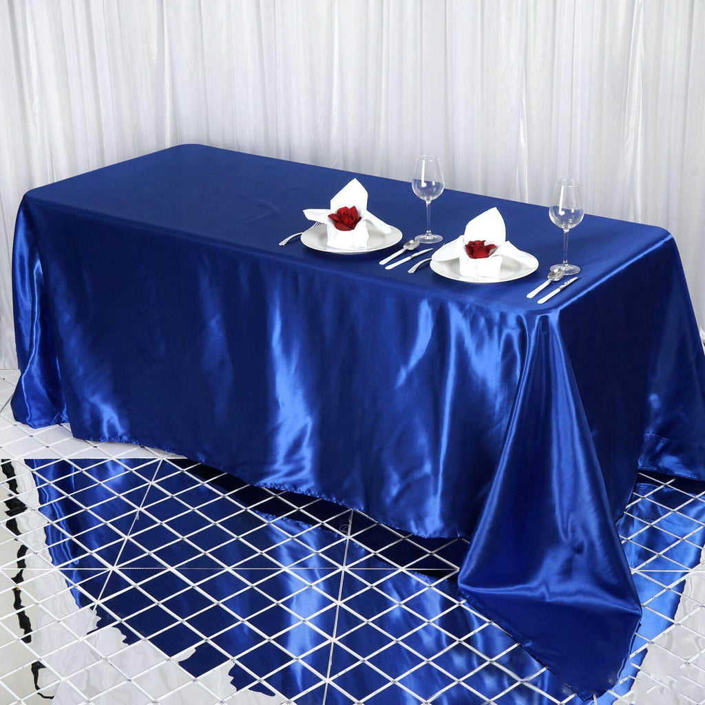 Satin Rectangular 90"x132" Tablecloth Royal Blue - Seamless Table Cover