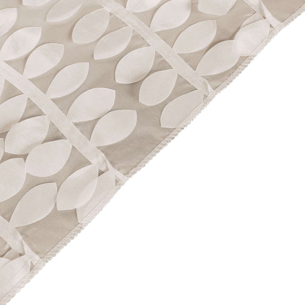 Taffeta 90"x132" Rectangle Tablecloth Beige | 3D Leaf Petal Design Seamless Table Cover