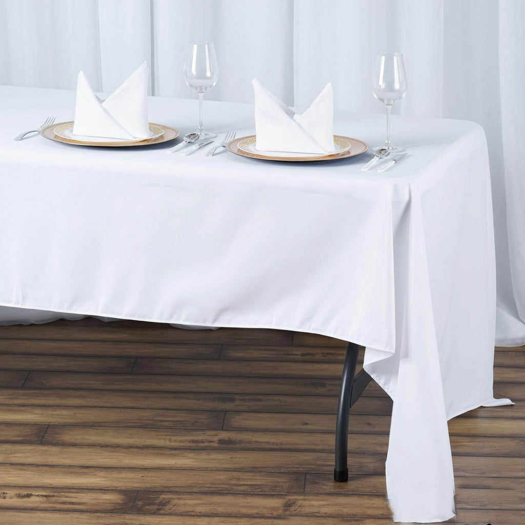 Premium Polyester 60"x126" Rectangle Tablecloth White - Stain-Resistant 220GSM Finish for Special Events