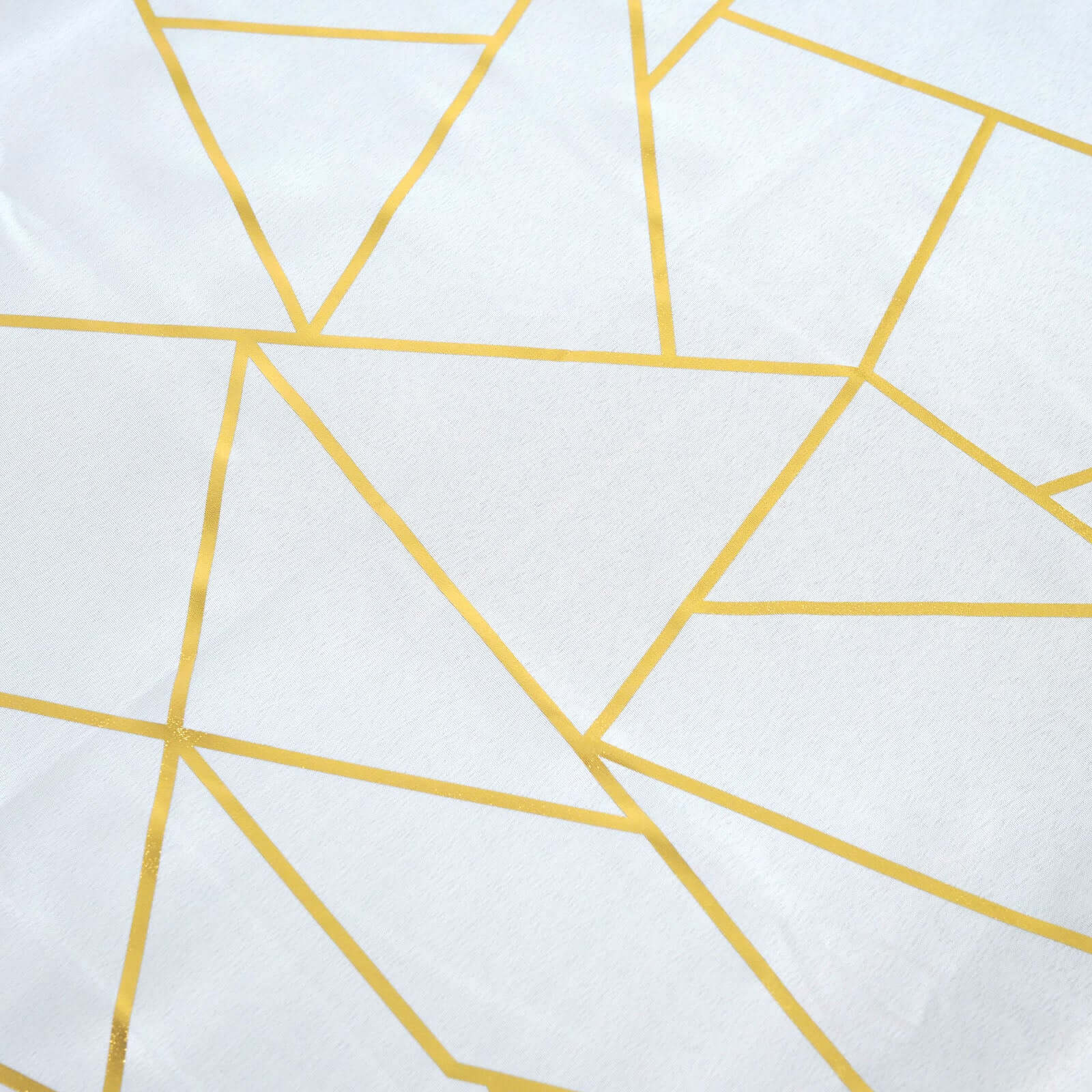Polyester 54"x54" Table Overlay Square Tablecloth White with Gold Foil Geometric Pattern - Wrinkle-Resistant & Durable for Stylish Settings