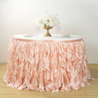 Taffeta 17ft Table Skirt Blush - Cascading Curly Willow Style Table Cover