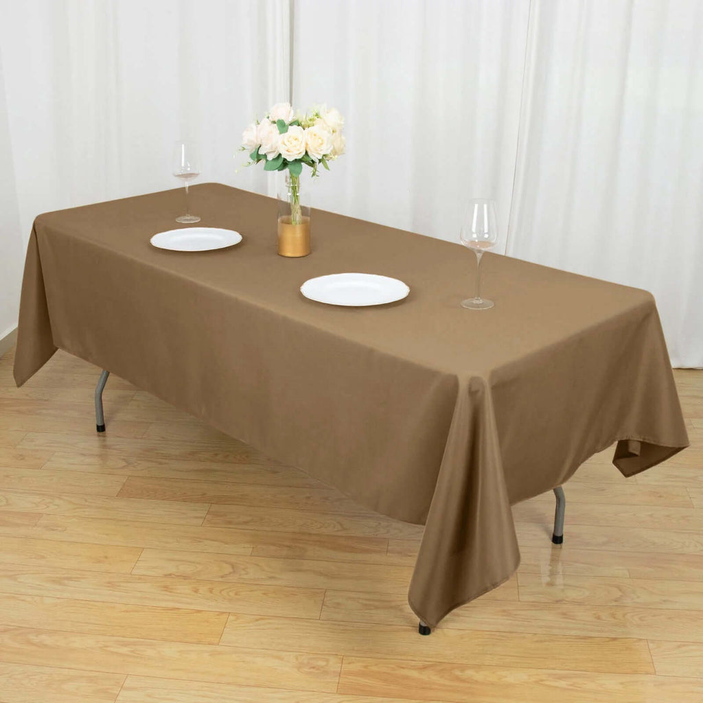 Polyester 60"x102" Rectangle Tablecloth Taupe - Durable and Stylish Table Cover