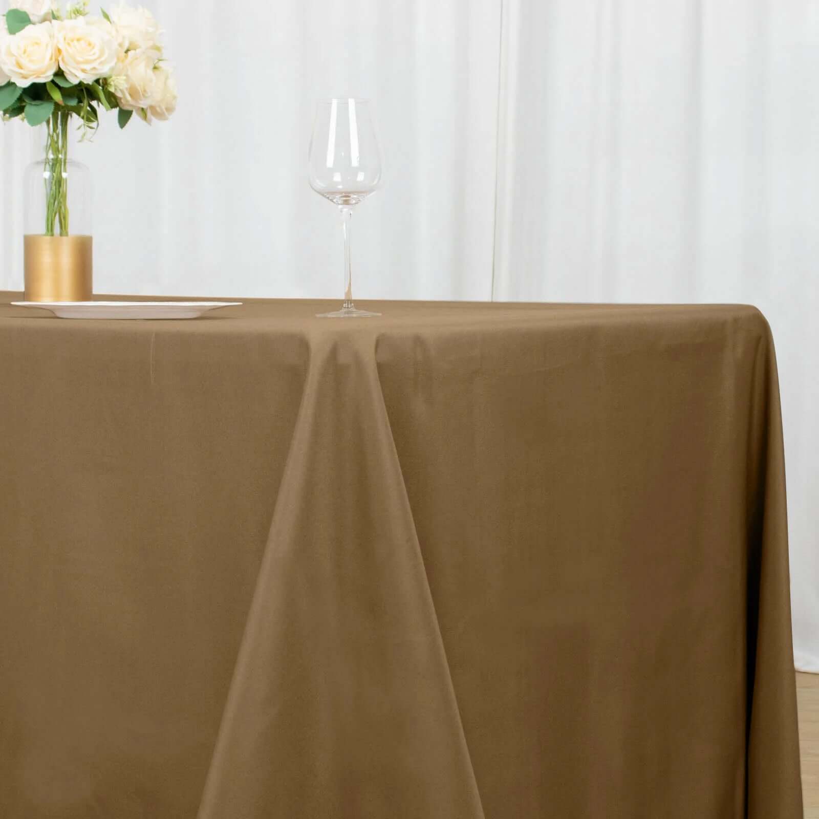Polyester 90"x132" Rectangle Tablecloth Taupe - Seamless Wrinkle-Resistant Table Cover