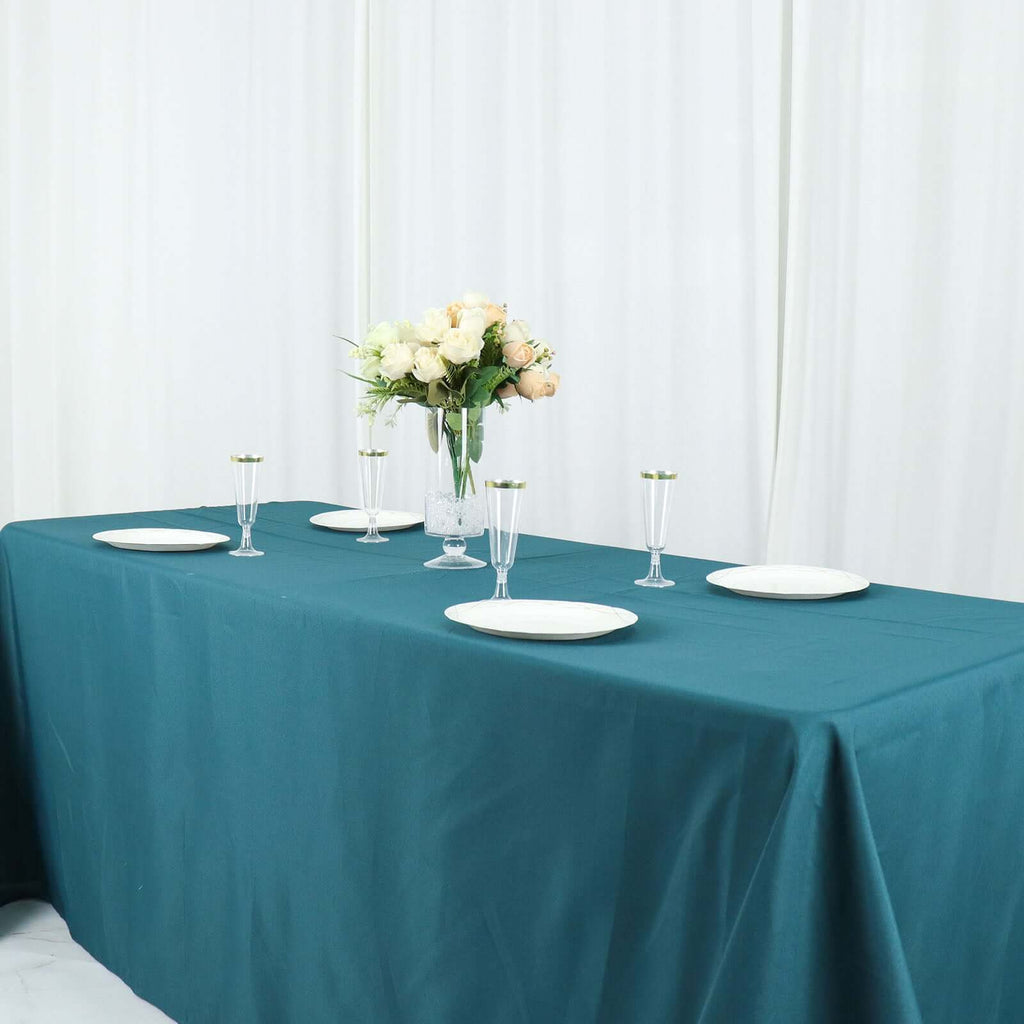 Polyester 90"x132" Rectangle Tablecloth Peacock Teal - Seamless Wrinkle-Resistant Table Cover