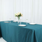 Polyester 90"x132" Rectangle Tablecloth Peacock Teal - Seamless Wrinkle-Resistant Table Cover