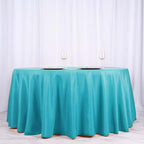 Polyester 120" Round Tablecloth Turquoise - Seamless Wrinkle-Resistant Table Cover