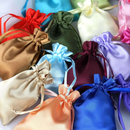 12 Pack 3"x4" Turquoise Satin Drawstring Wedding Party Favor Gift Bags
