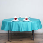 Polyester 90" Round Tablecloth Turquoise - Stain & Wrinkle-Resistant Table Cover
