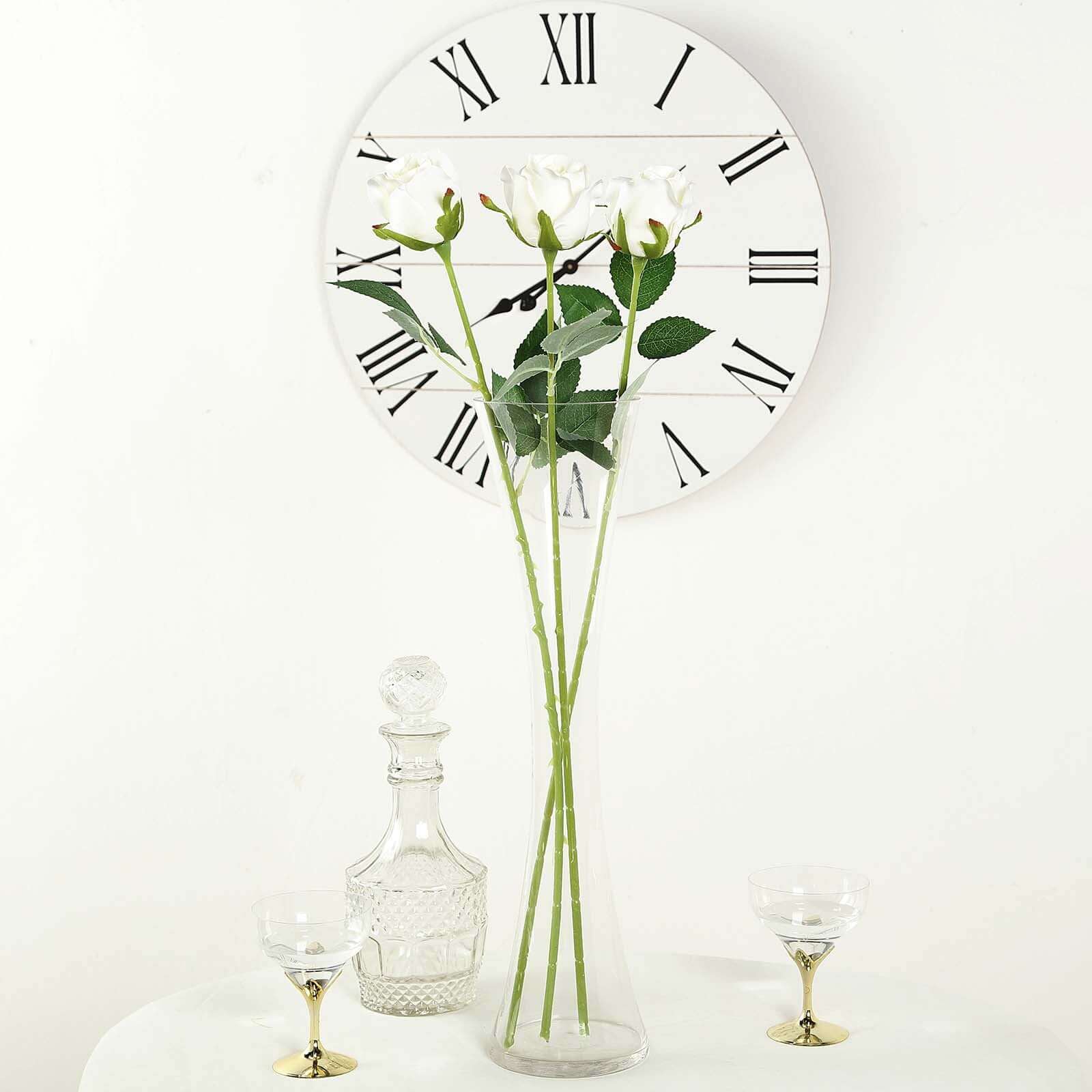 31" 24Pcs Cream Long Stem Artificial Silk Roses Flowers