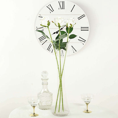 31" 24Pcs Cream Long Stem Artificial Silk Roses Flowers