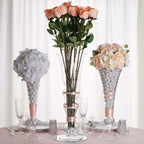 4-Pack Glass Trumpet Vases Pilsner Curved Design Clear - Stylish Flower Centerpieces for Events 20"