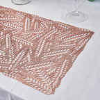 6-Pack Table Mats Wheat Design Rose Gold - Vinyl Rectangle Non-Slip Surface for Stylish Settings 12"x18"