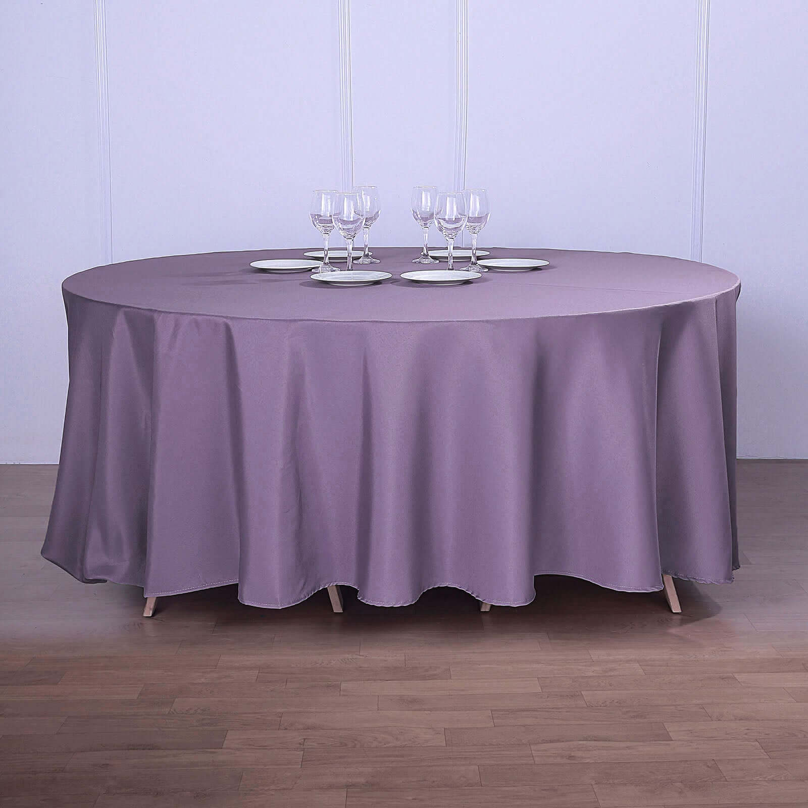 Polyester 120" Round Tablecloth Violet Amethyst - Seamless Wrinkle-Resistant Table Cover