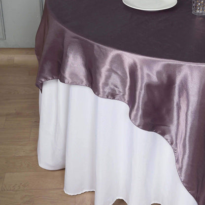 Satin 60"x60" Table Overlay Square Tablecloth Violet Amethyst - Smooth Silky Touch Table Cover