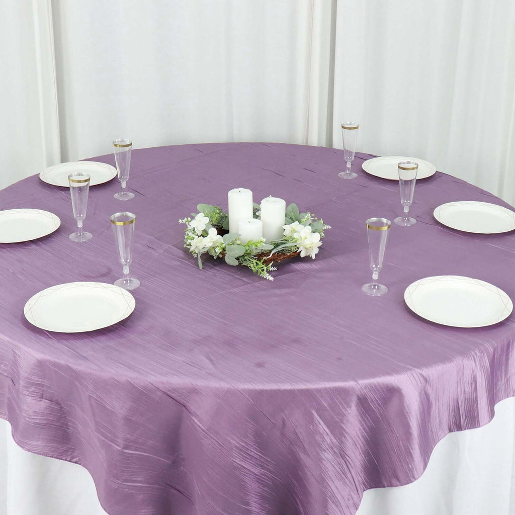 Taffeta 72"x72" Table Overlay Square Tablecloth Violet Amethyst - Accordion Crinkle Table Cover