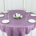 Taffeta 72"x72" Table Overlay Square Tablecloth Violet Amethyst - Accordion Crinkle Table Cover