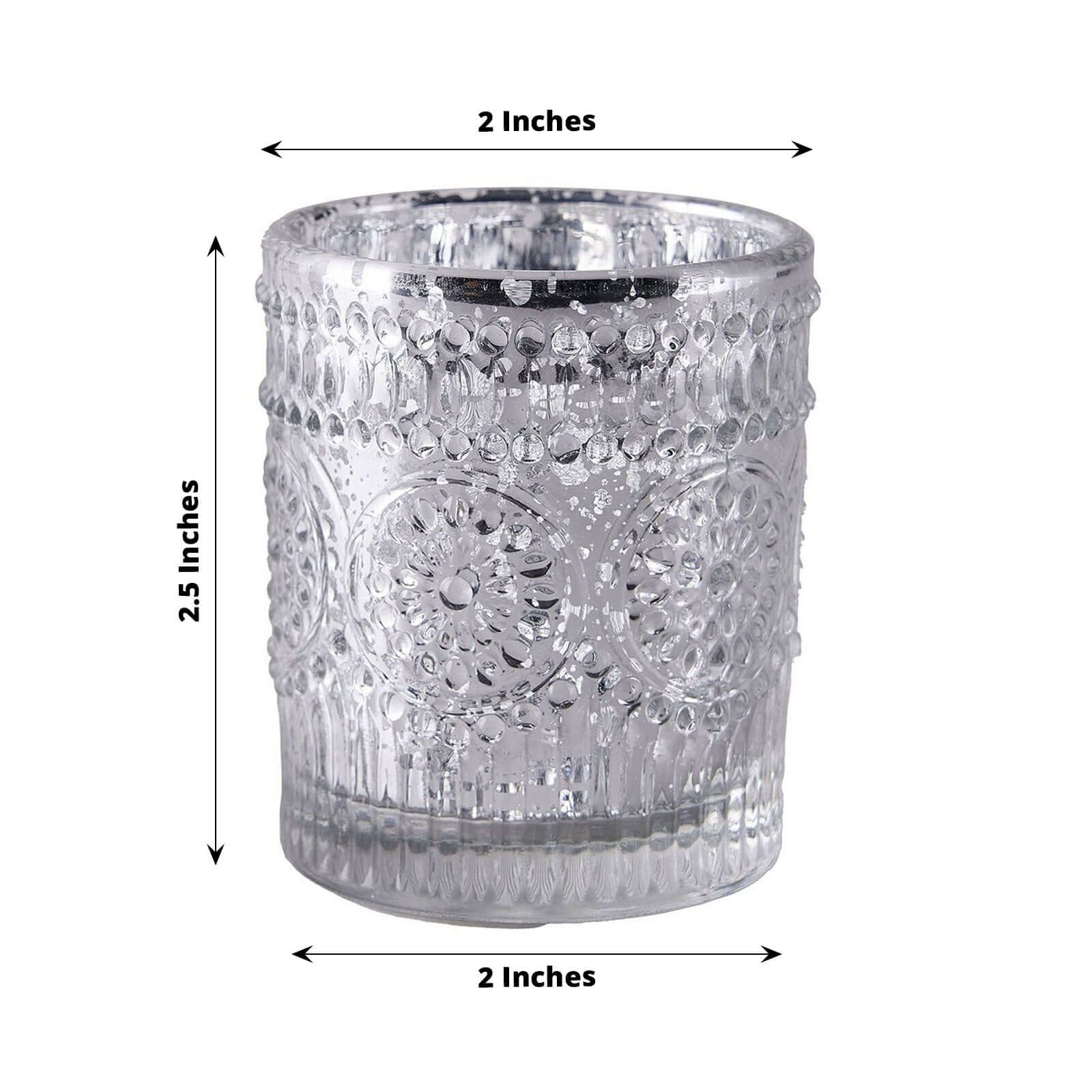 6-Pack Silver Glass Votive Tealight Holders - Stylish Primrose Design for Weddings & DÃ©cor