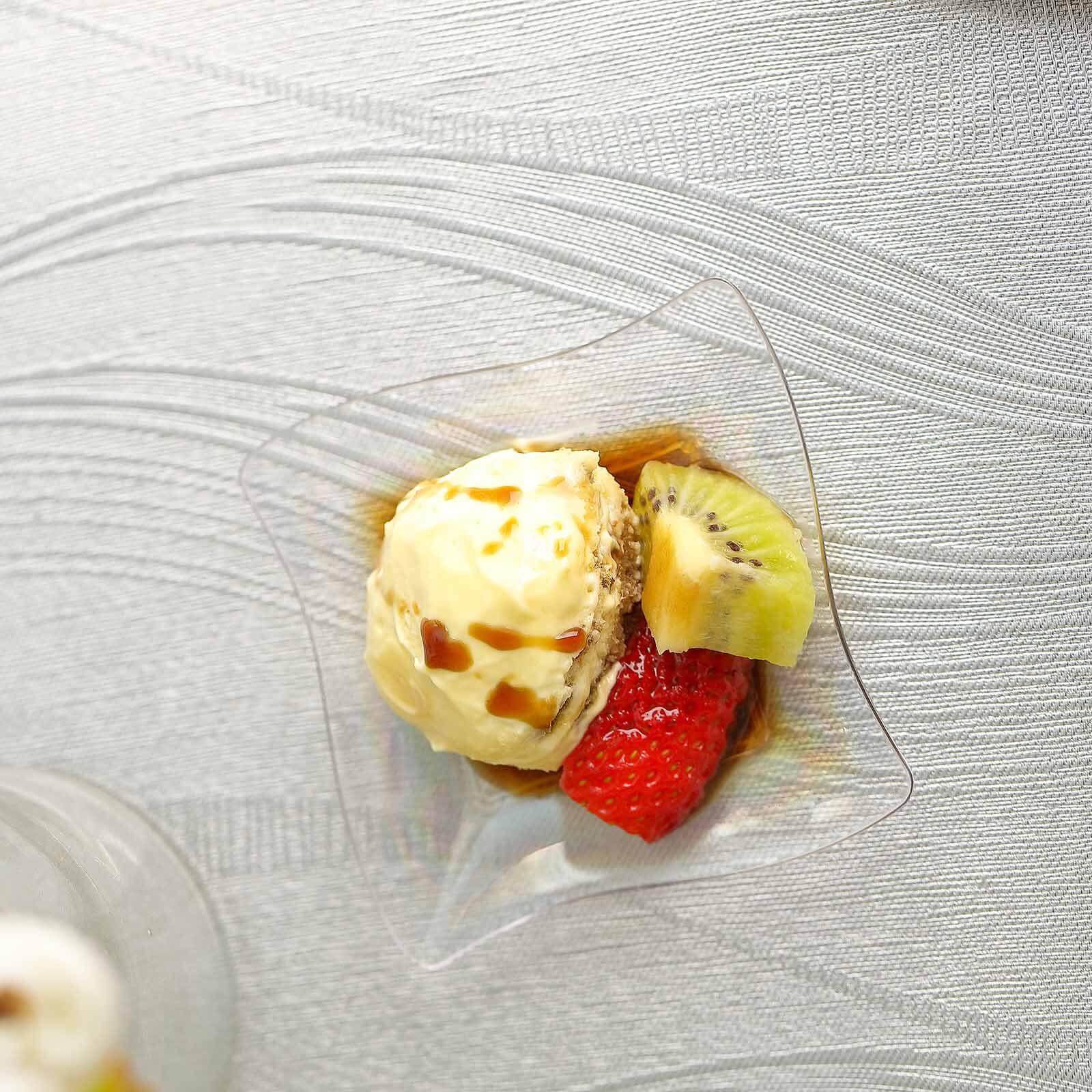 24-Pack Appetizer Plates Mini Wavy Rim Design Clear - Plastic Disposable Plates for Snacks and Parties 3"