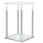 Acrylic Flower Vase Pillar Stand with Square Mirror Base Clear - Stylish Wedding Table Centerpiece 16"