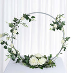 24" Silver Round Arch Wedding Centerpiece, Metal Hoop Wreath Tabletop Decor