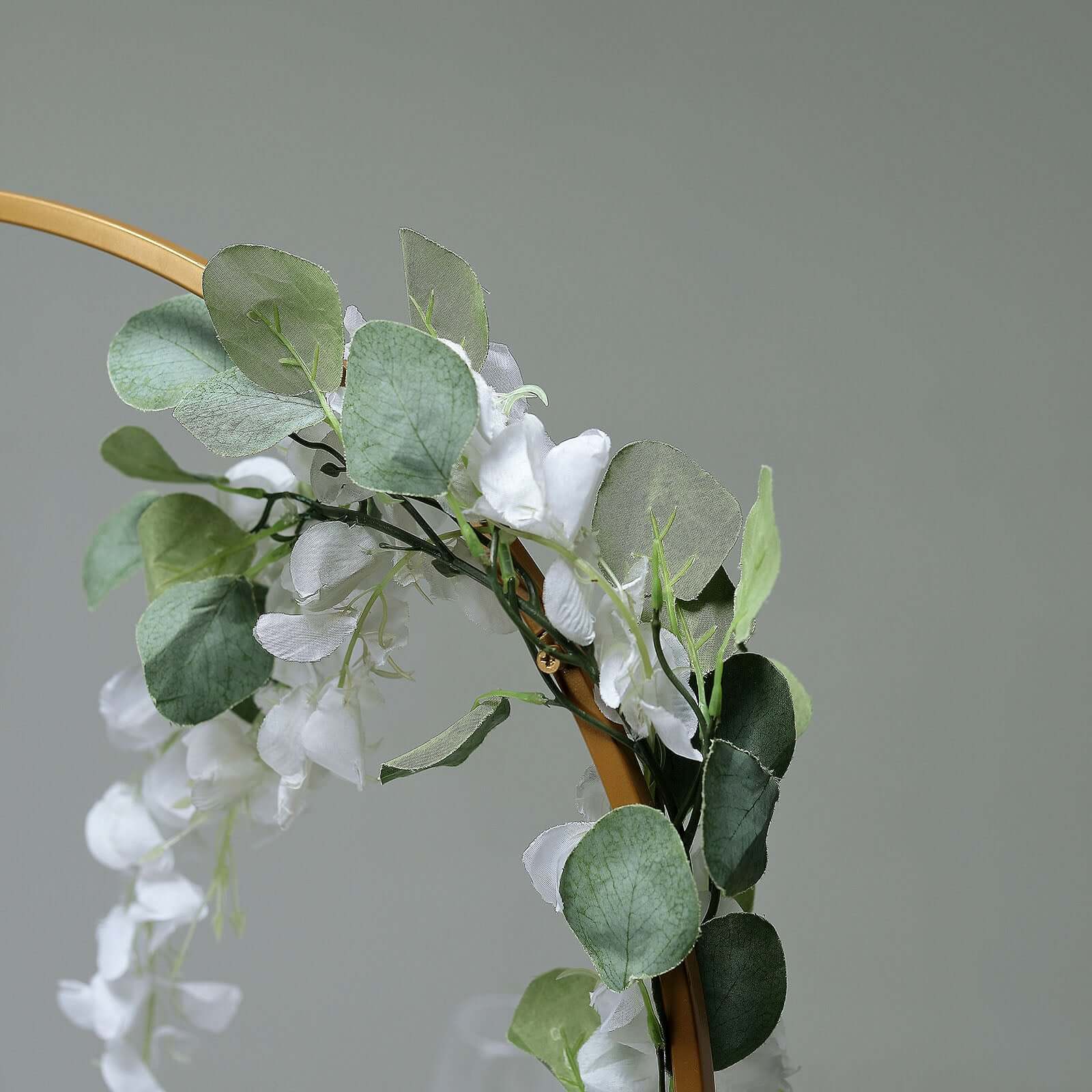 Round Wedding Arch Table Centerpiece Metal Gold - Hoop Wreath Tabletop Decor for Receptions 24"