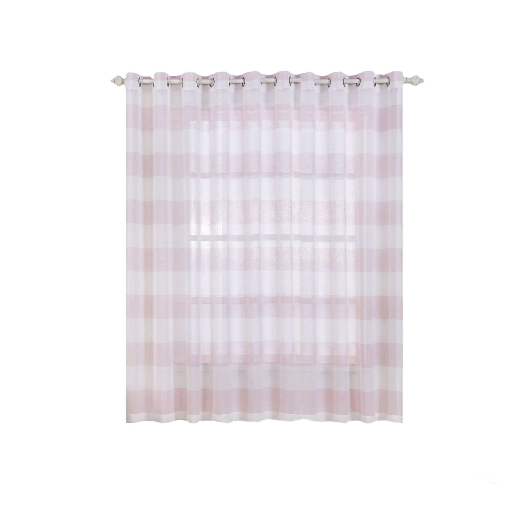 2 Pack White Blush Cabana Print Faux Linen Curtain Panels With Chrome Grommet - 52"x84"