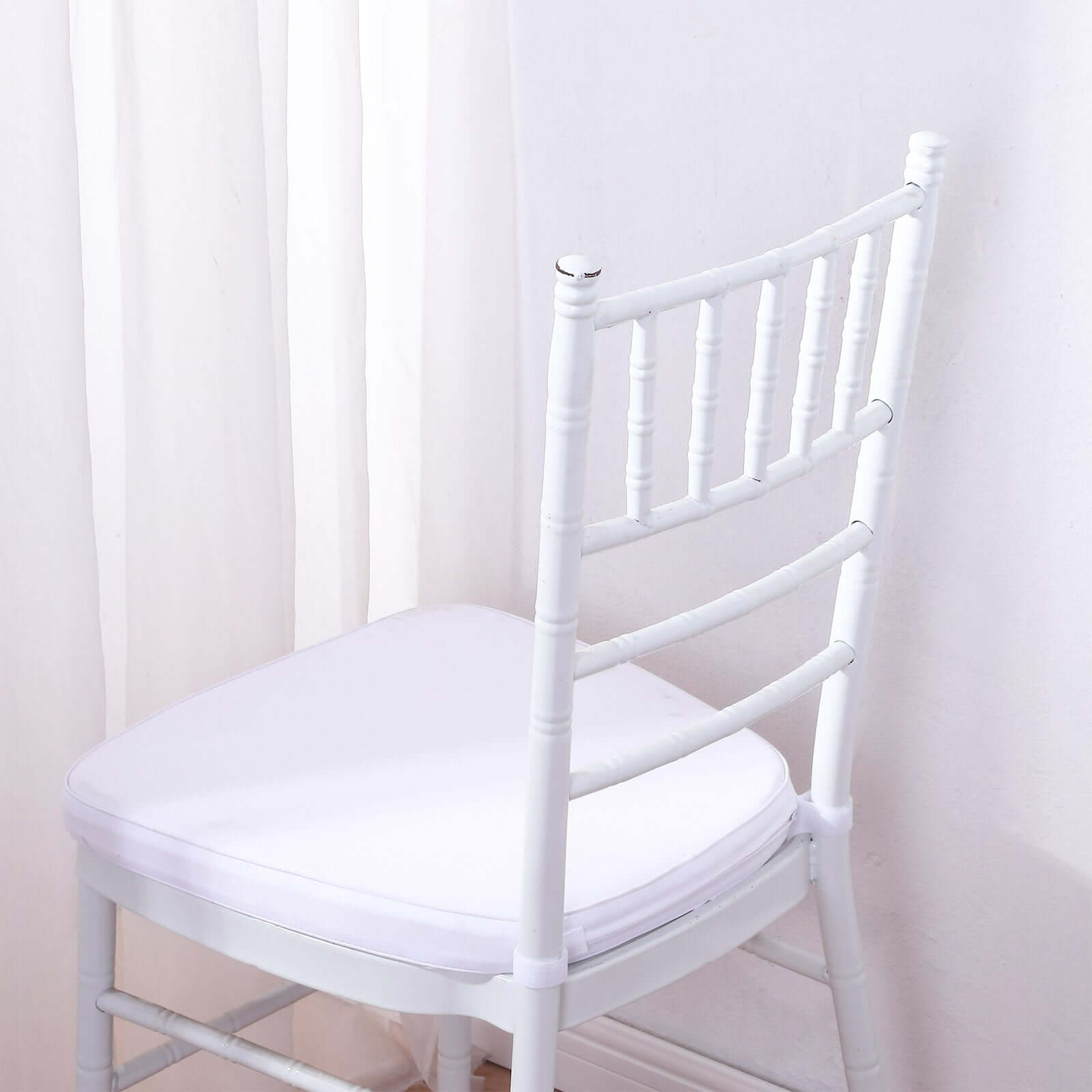 Chiavari Chair Cushion with 1.5" Thick Memory Foam and Ties White - Stylish Removable Cover for Comfort
