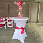 Spandex 30" Round Cocktail Table Cover White - Easy to Maintain Stretch Fitted Highboy Tablecloth for Stylish Events