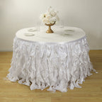 Taffeta 14ft Table Skirt White Cascading Curly Willow Style for Weddings & Banquets